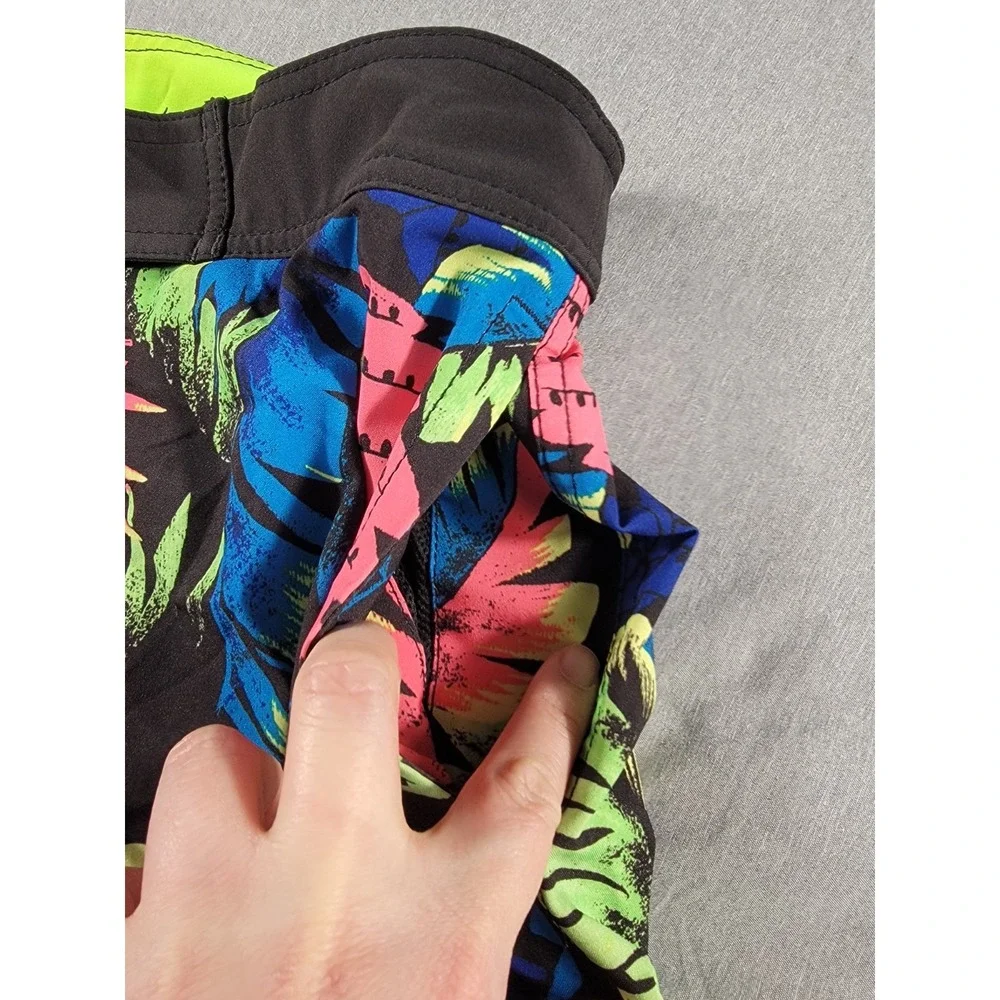 American Eagle Swim‎ Trunks Medium Neon Tropical Board Shorts Beach w/ Pockets